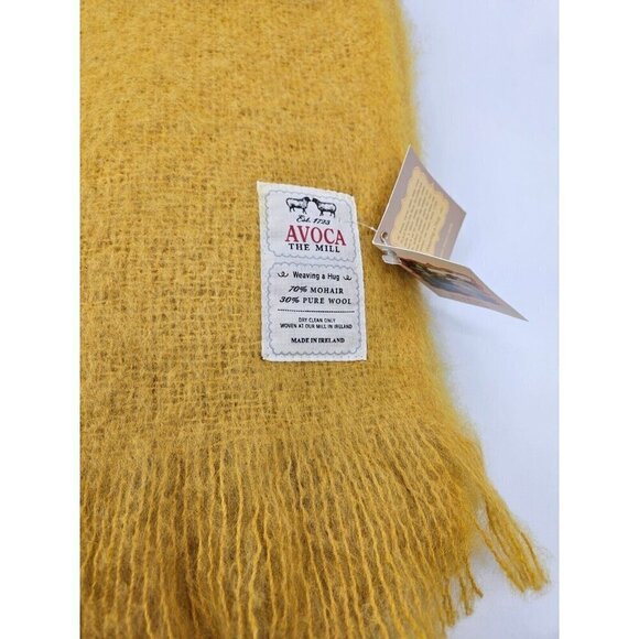 New Avoca The Mill Amber Yellow Mohair/Wool Throw Blanket 56X72 - Picture 2 of 4